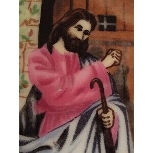 Vintage Jesus At The Door 18k Gold Trim Collector Plate 1970’s Religious Japan